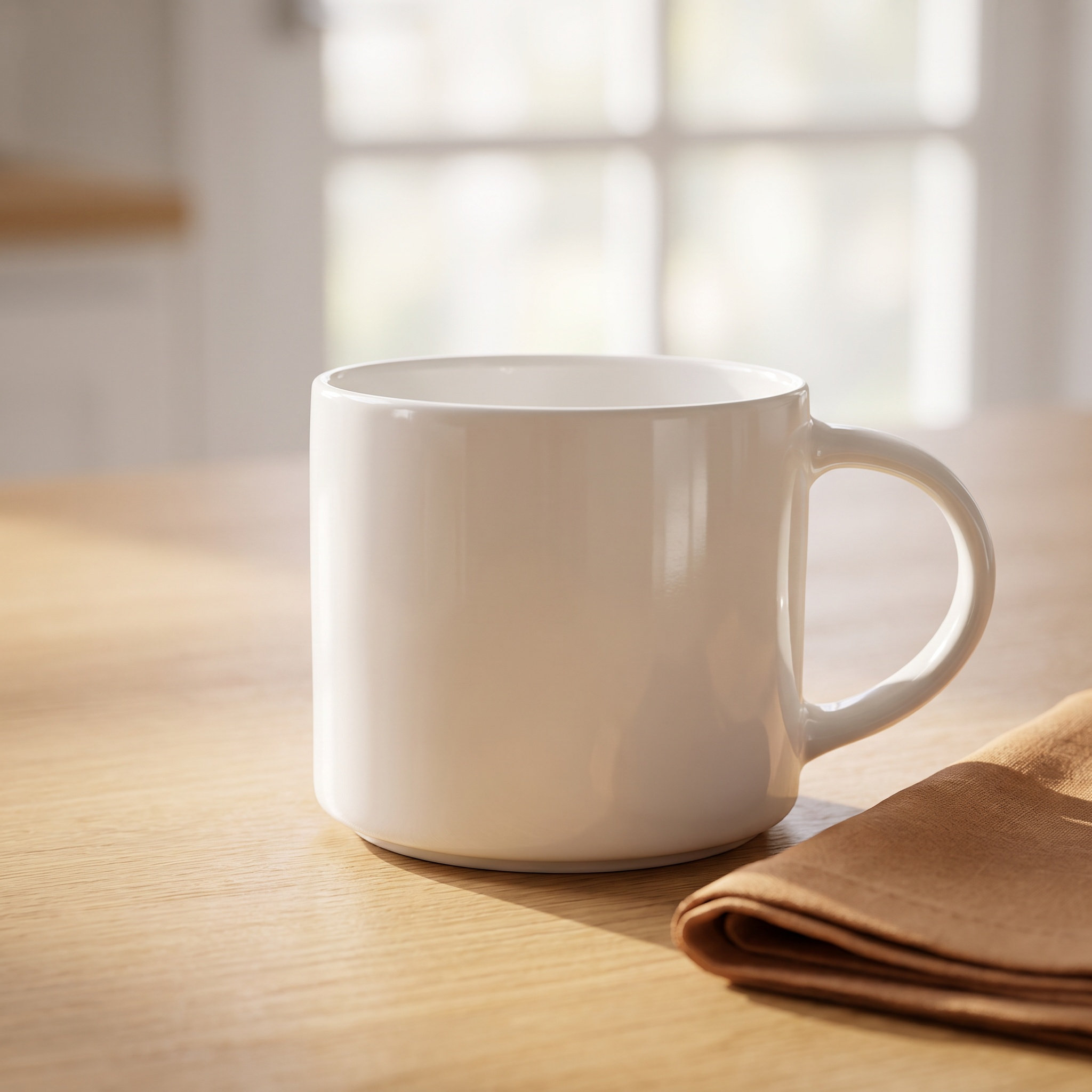 Sublimation Mug White - แก้วกาแฟเซรามิกสีขาว ขนาด 15 ออนซ์ มีหูจับ ดีไซน์เรียบง่าย