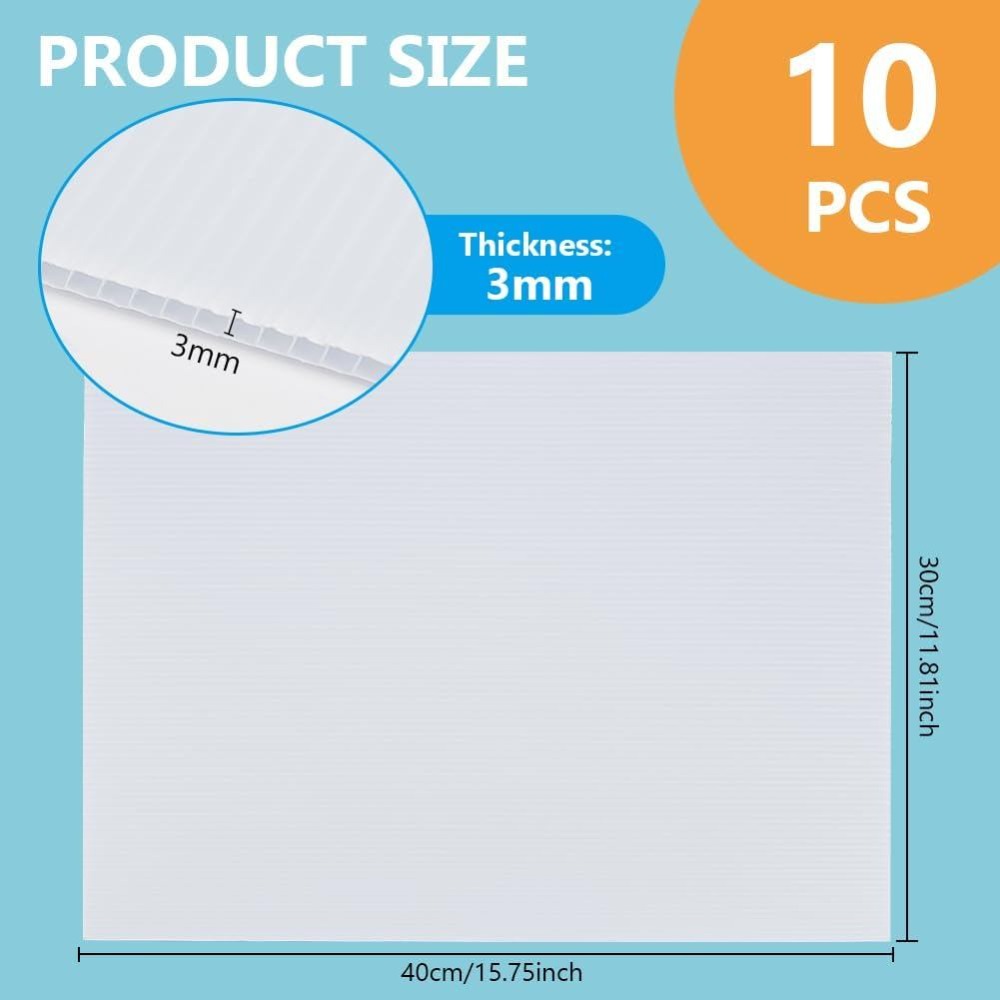 Yard Sign Blank - แผ่นพลาสติกลูกฟูกสีขาว 10 แผ่น ขนาด 15.7x11.8 นิ้ว