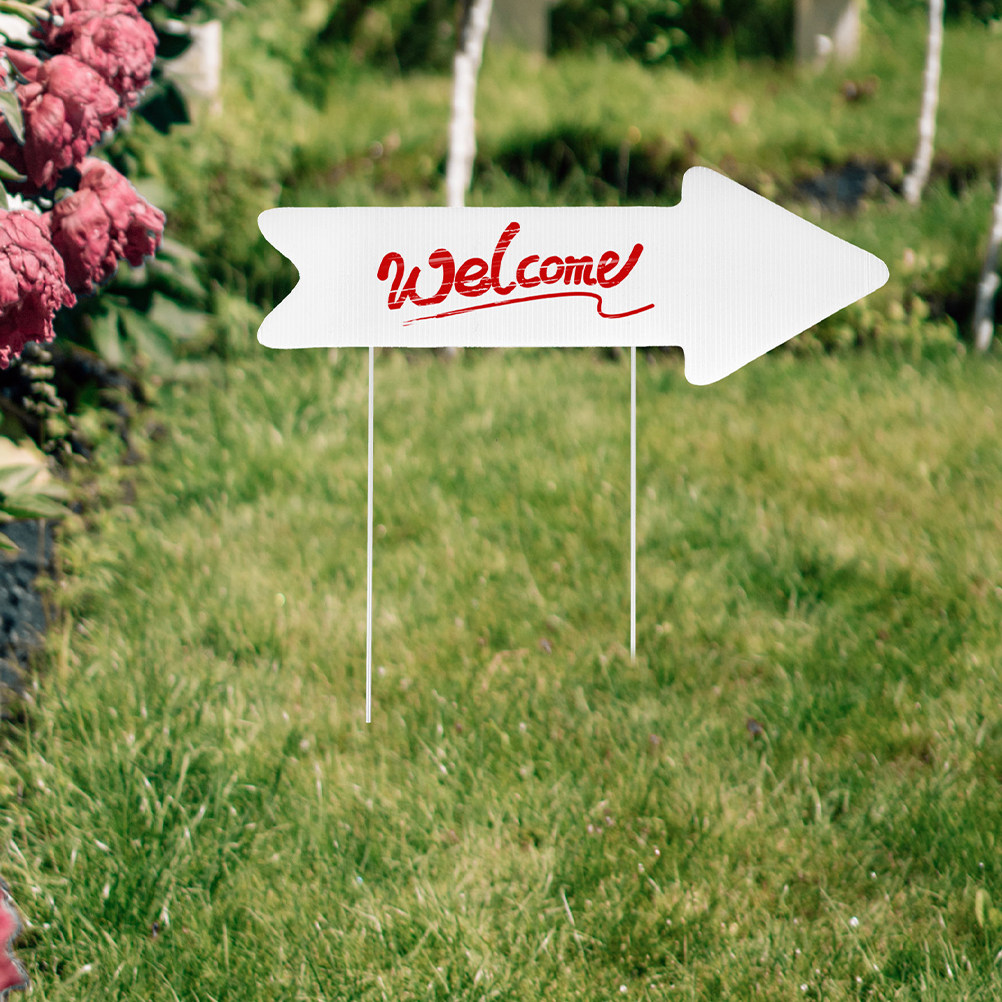 Yard Sign Blank - ป้ายสนามรูปธนูเปล่า 2 ชิ้น ทำจากพลาสติกลูกฟูก เขียนได้ สำหรับตกแต่งสวน